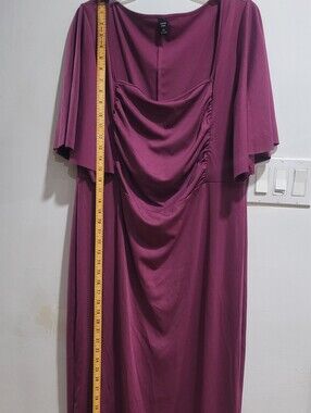 SHEIN Curve Plum Ruched Flutter Sleeve Midi Dress 3XL